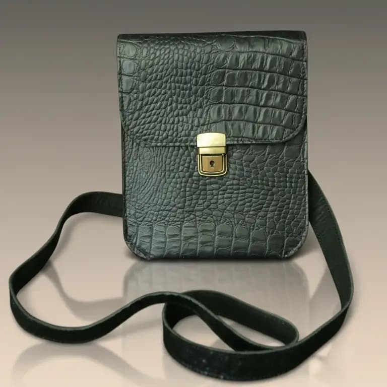 Premium Croc-Texture Leather Crossbody Bag