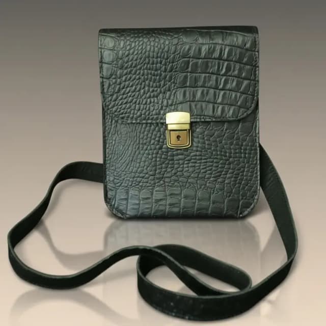Premium Croc-Texture Leather Crossbody Bag