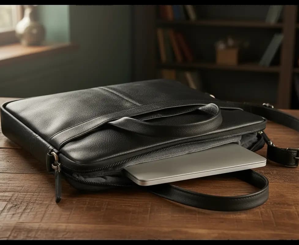Vanguard Slim Executive Leather Laptop Bag / Sleeve  (Brown)