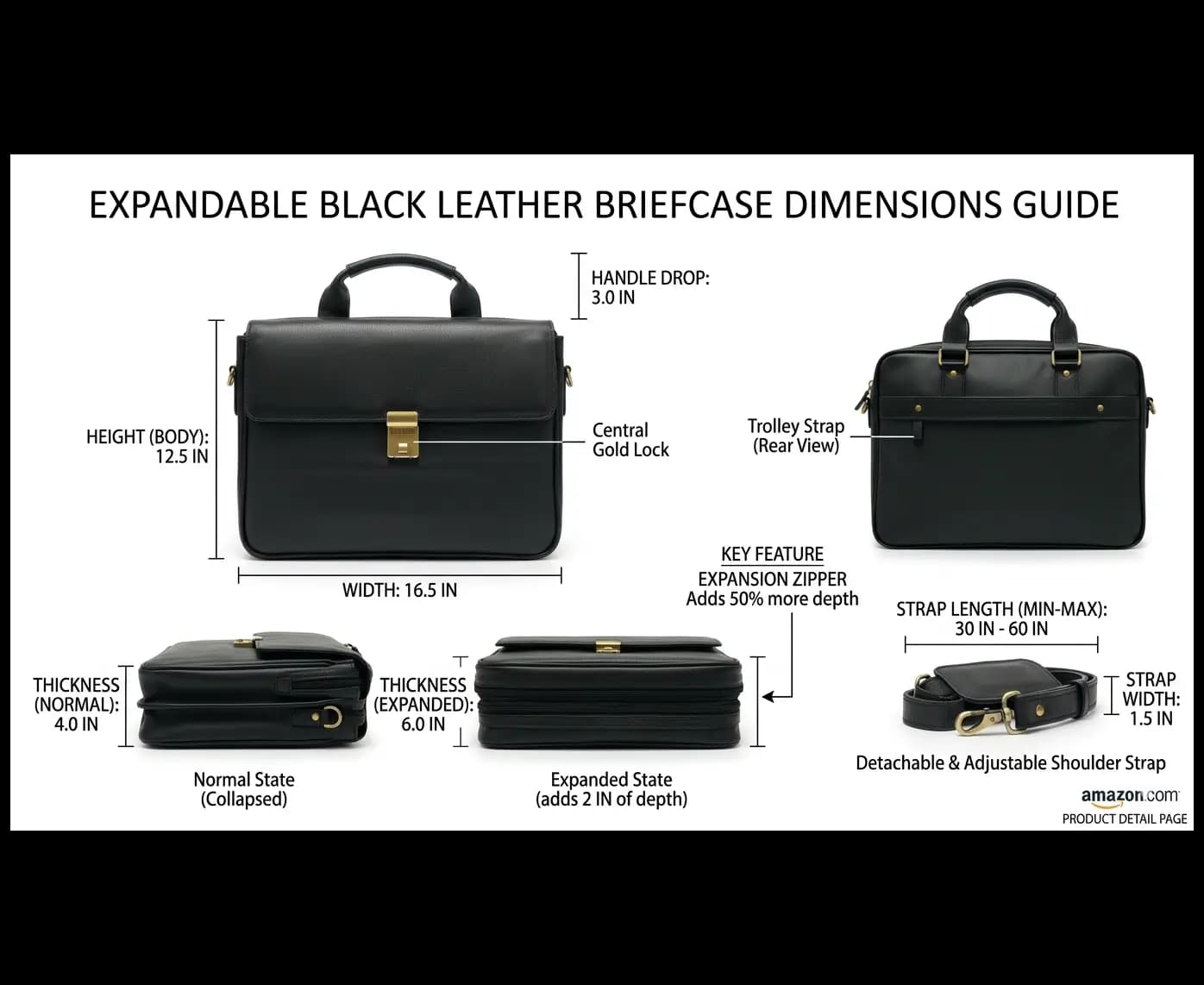 Executive Travelling Leather Briefcase  Double Compartment Business Bag