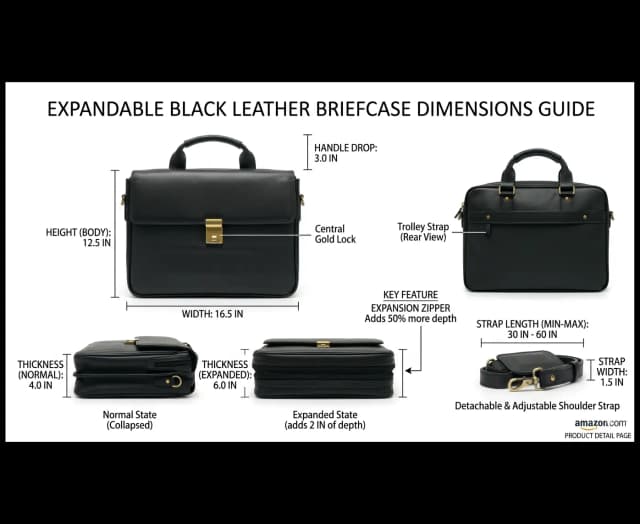 Executive Travelling Leather Briefcase  Double Compartment Business Bag